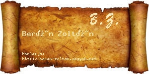 Berán Zoltán névjegykártya