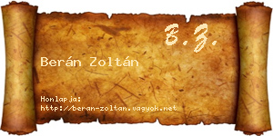 Berán Zoltán névjegykártya